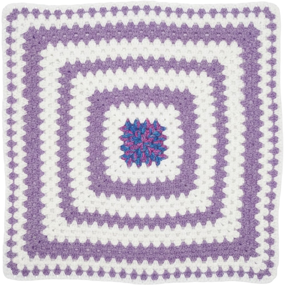 Handmade Crochet Granny Square Baby Blanket Purple White Lavender 45x45